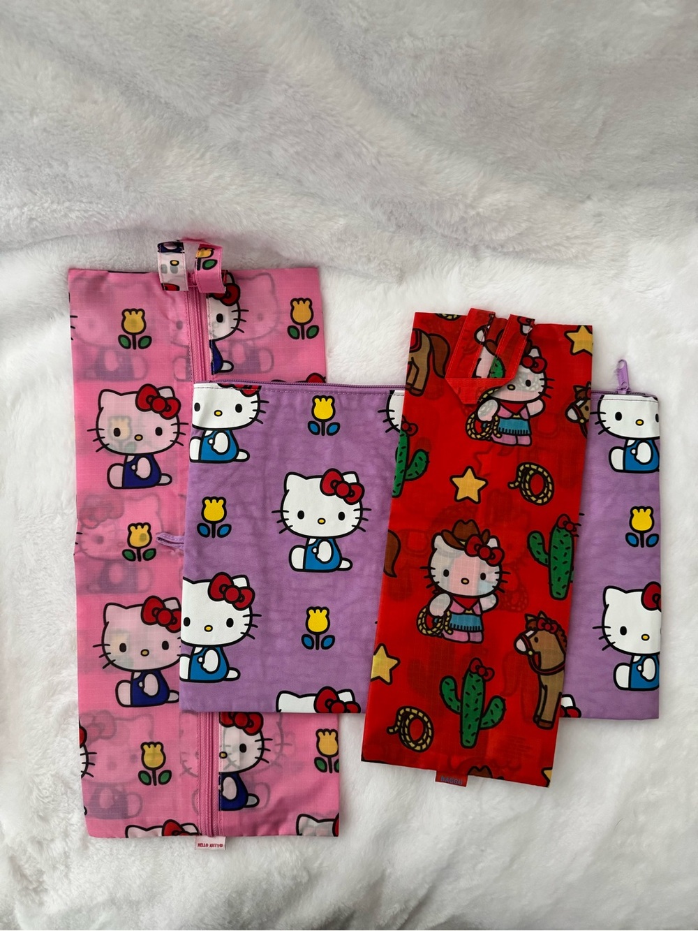 Hello Kitty Pink, Purple & Red Cotton Pouch Trio